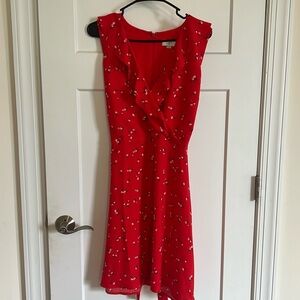 LOFT red floral dress. Size 10